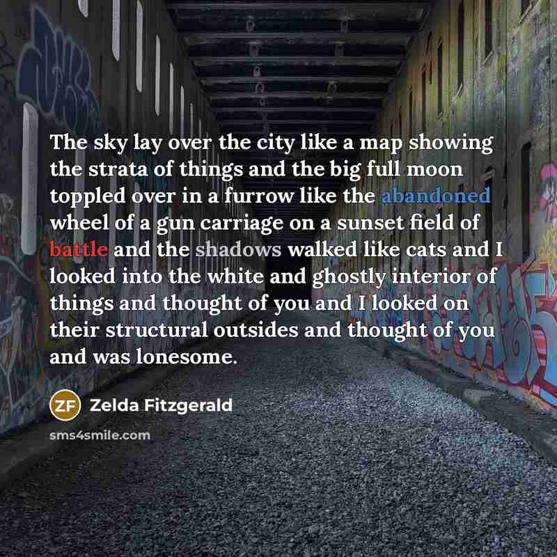 “The sky lay over the city like a map showing…” quote by Zelda Fitzgerald