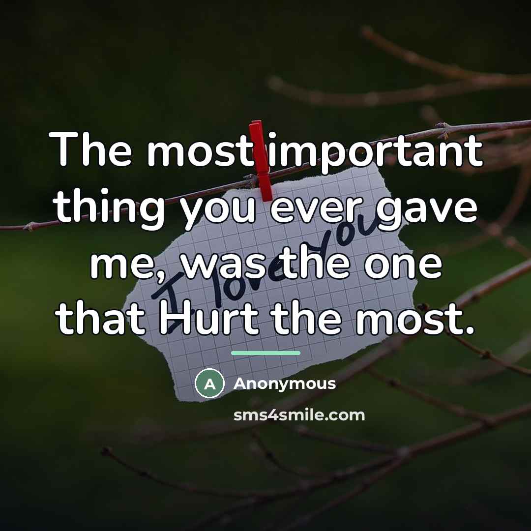 “The most important thing you ever gave me, was the…” quote by Anonymous