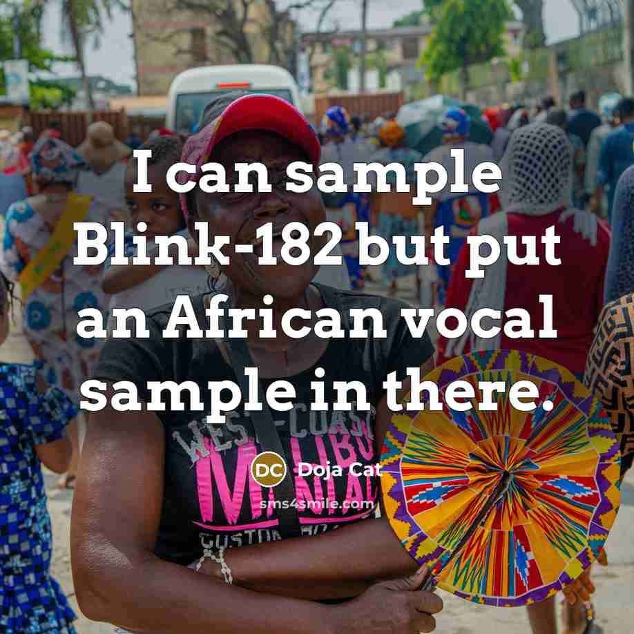 “I can sample Blink-182 but put an African vocal sample…” quote by Doja Cat