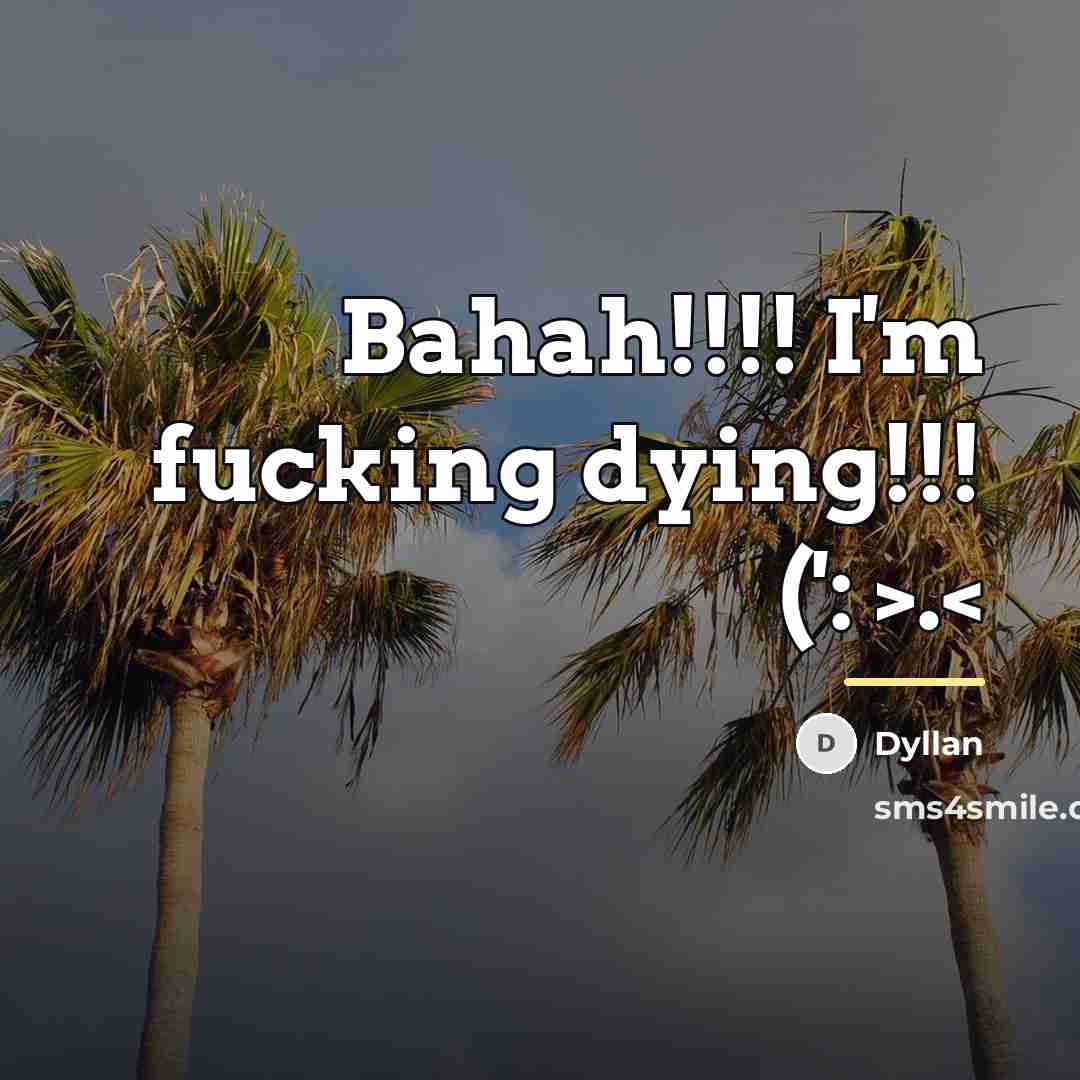 “Bahah!!!! I'm fucking dying!!! (': >.…” quote by Dyllan