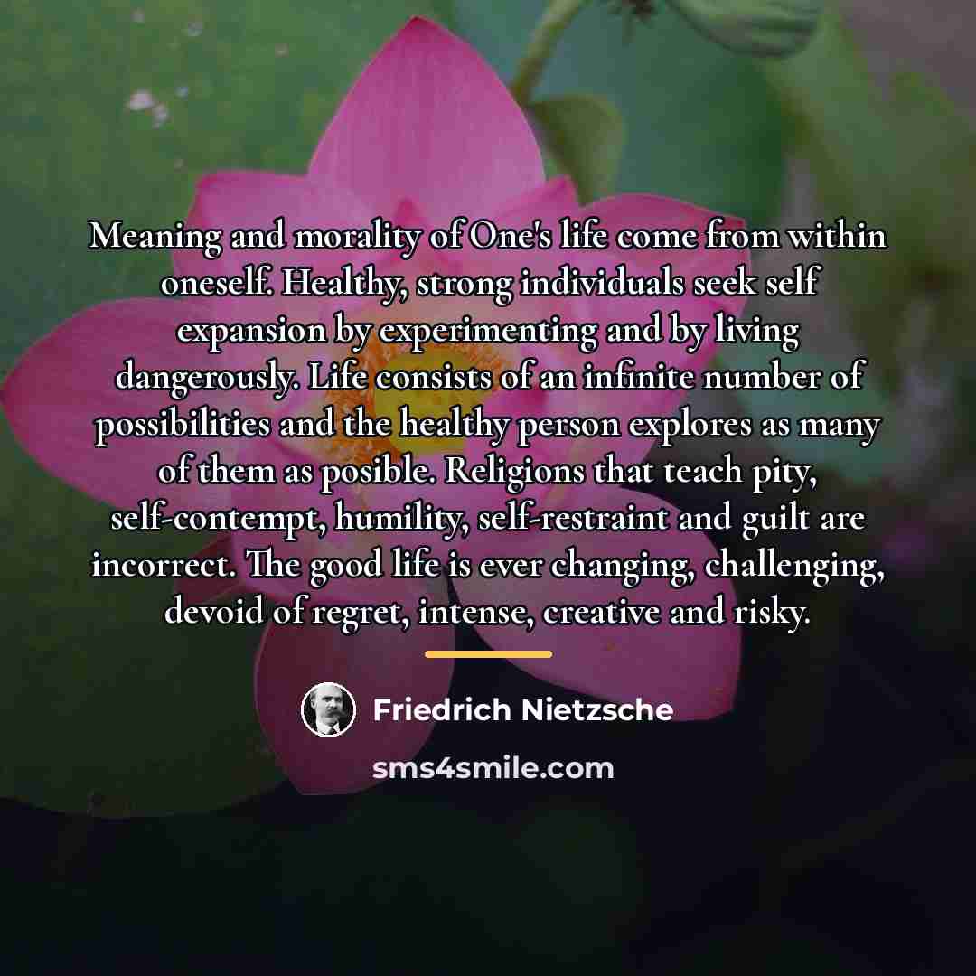 “Meaning and morality of One's life come from within oneself.…” quote by Friedrich Nietzsche