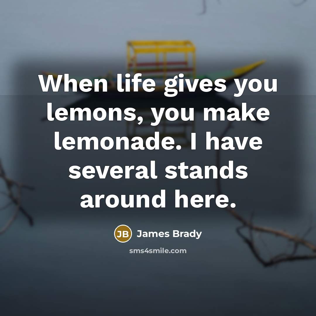 “When life gives you lemons, you make lemonade. I have…” quote by James Brady