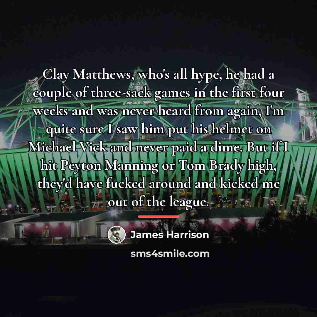 “Clay Matthews, who's all hype, he had a couple of…” quote by James Harrison
