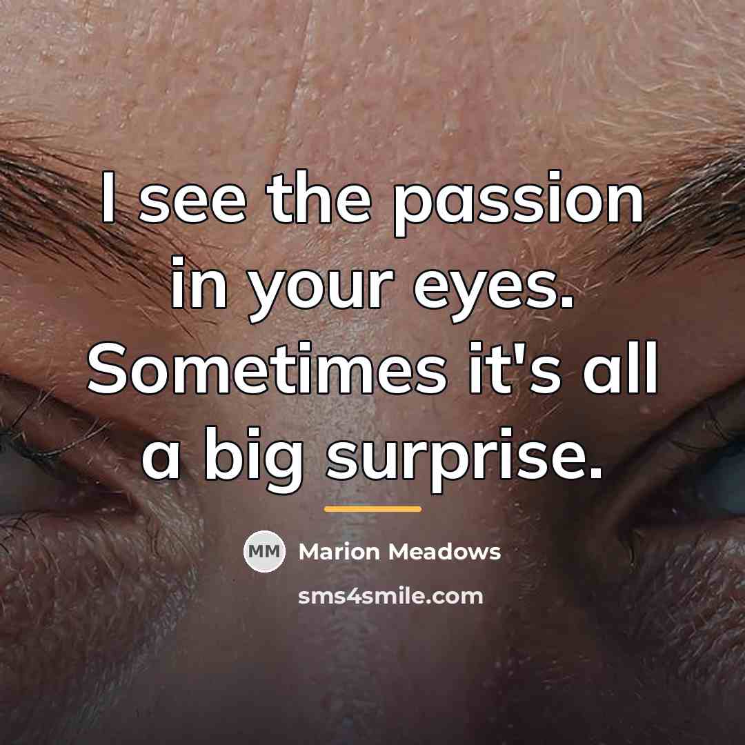 “I see the passion in your eyes. Sometimes it's all…” quote by Marion Meadows