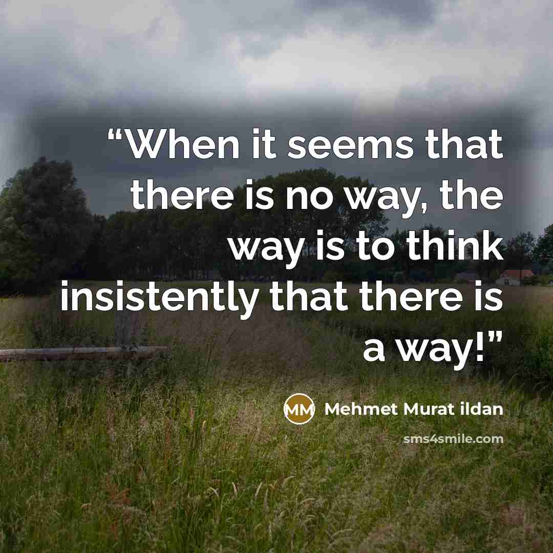 “When it seems that there is no way, the way is to think insistently that there is a way!” quote by Mehmet Murat ildan
