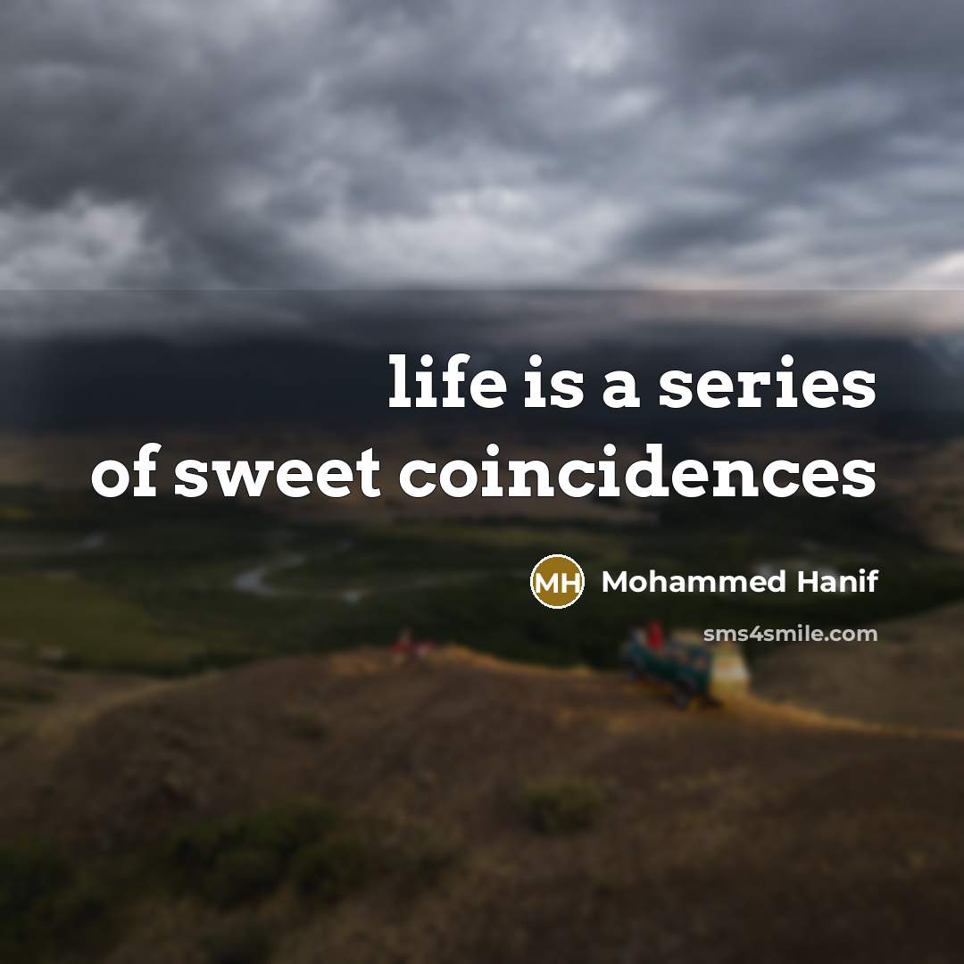 “life is a series of sweet coincidences…” quote by Mohammed Hanif