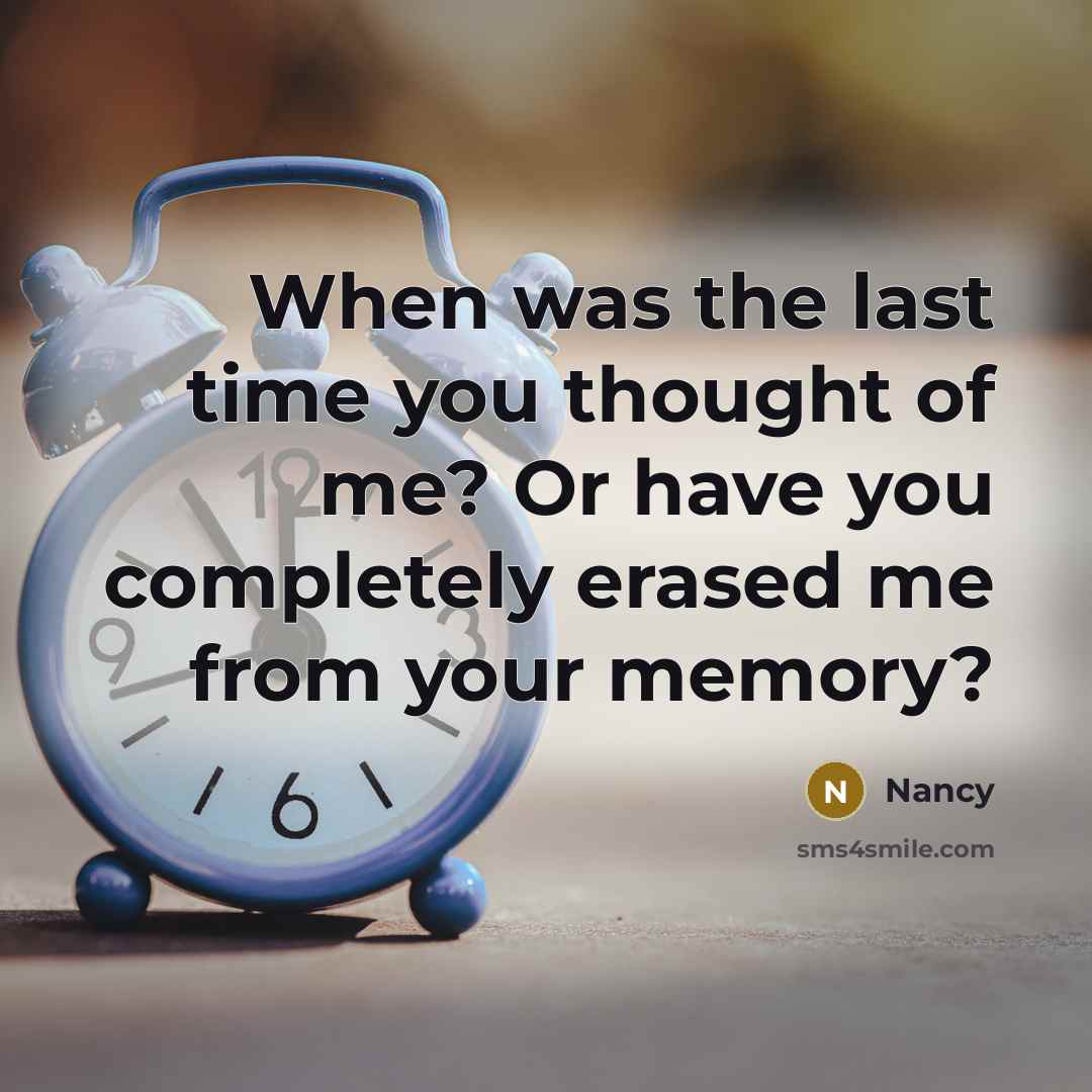 “When was the last time you thought of me? Or have you completely erased me from your memory?” quote by Nancy