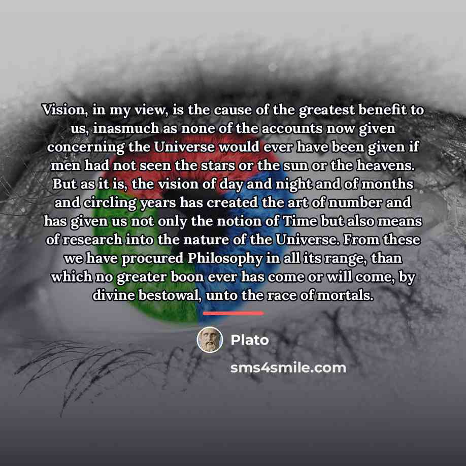 “Vision, in my view, is the cause of the greatest…” quote by Plato