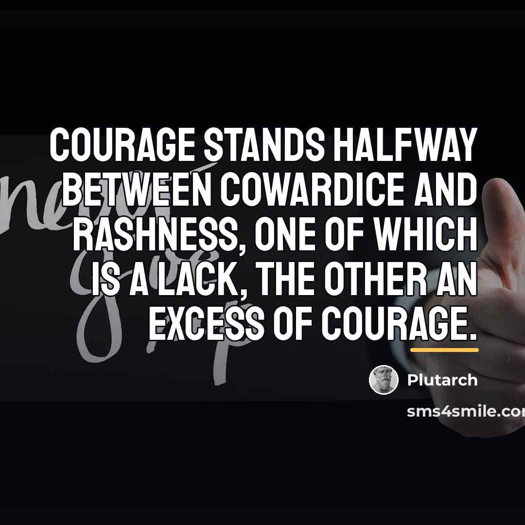 “Courage stands halfway between cowardice and rashness, one of which…” quote by Plutarch