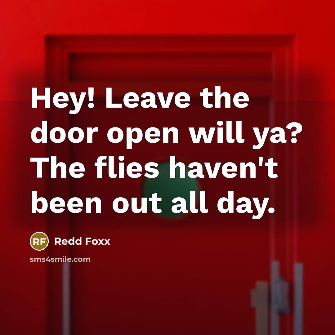 “Hey! Leave the door open will ya? The flies haven't…” quote by Redd Foxx