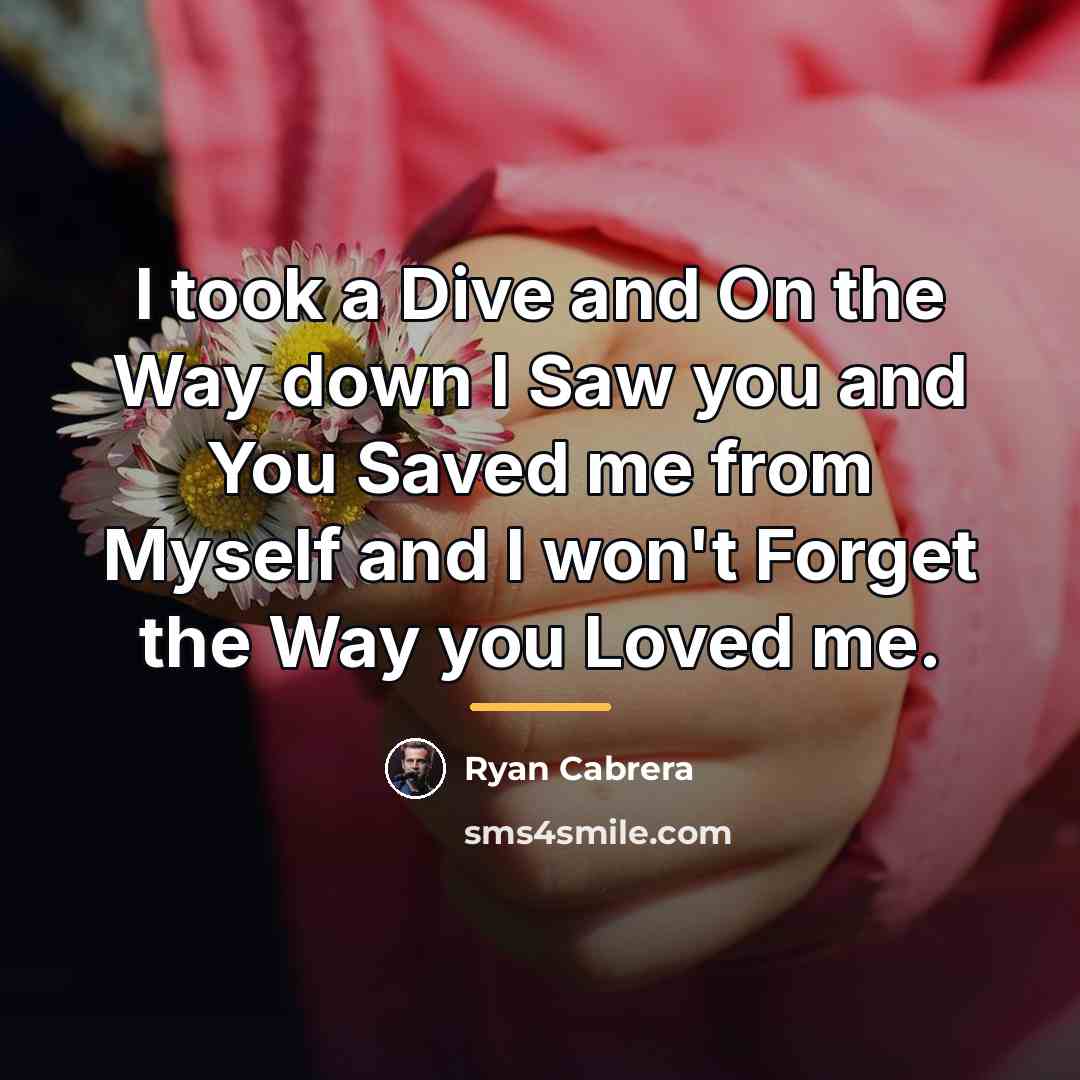 “I took a Dive and On the Way down I…” quote by Ryan Cabrera