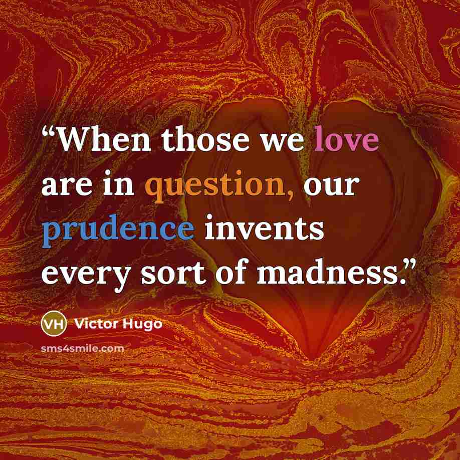 “When those we love are in question, our prudence invents every sort of madness.” quote by Victor Hugo