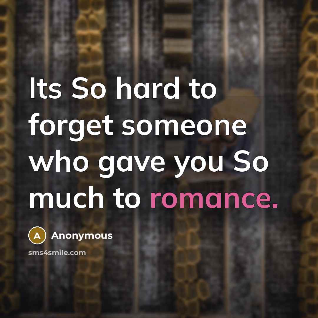 “Its So hard to forget someone who gave you So much to romance.” quote by Anonymous