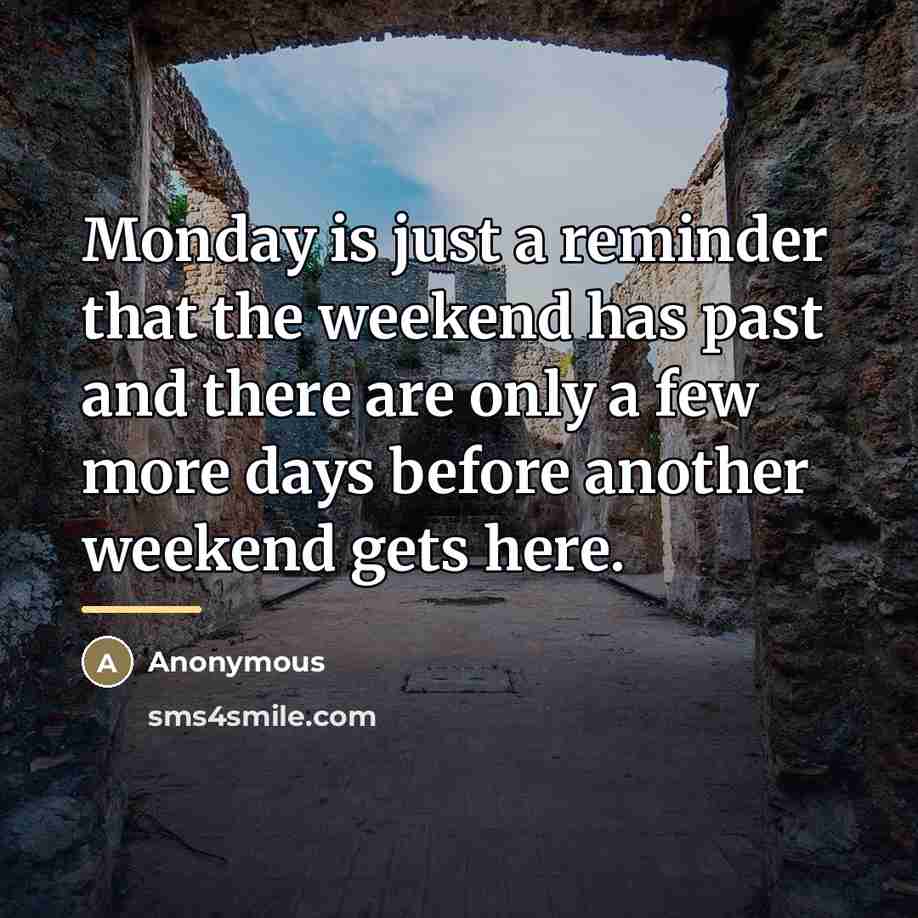 “Monday is just a reminder that the weekend has past…” quote by Anonymous