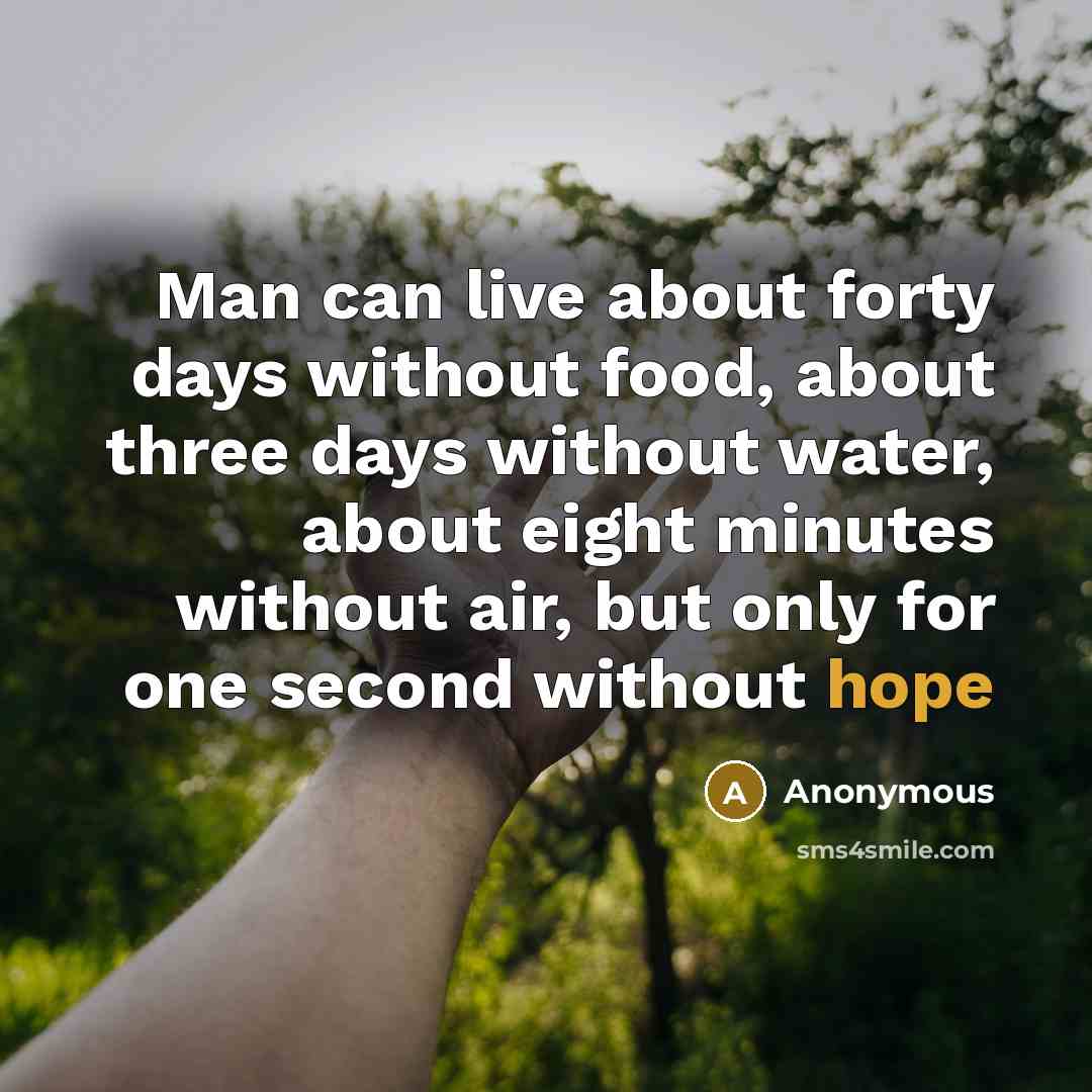 “Man can live about forty days without food, about three…” quote by Anonymous