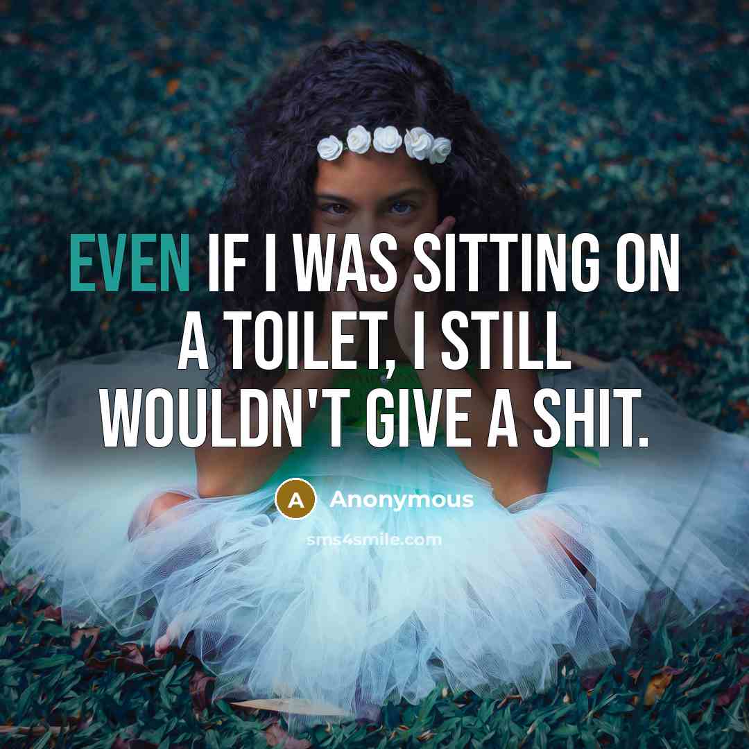 “Even if I was sitting on a toilet, I still wouldn't give a shit.” quote by Anonymous