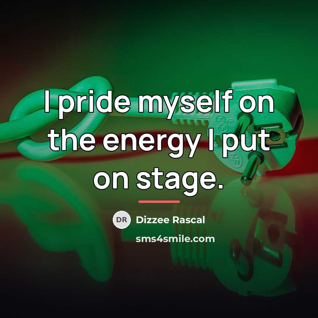 “I pride myself on the energy I put on stage.…” quote by Dizzee Rascal