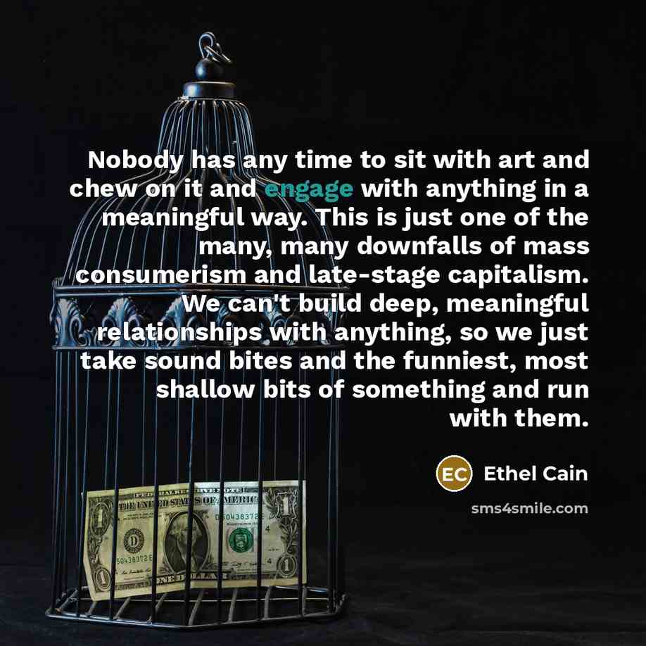 “Nobody has any time to sit with art and chew…” quote by Ethel Cain