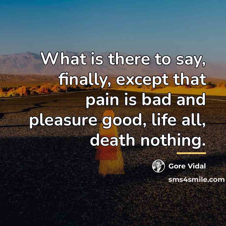 “What is there to say, finally, except that pain is…” quote by Gore Vidal