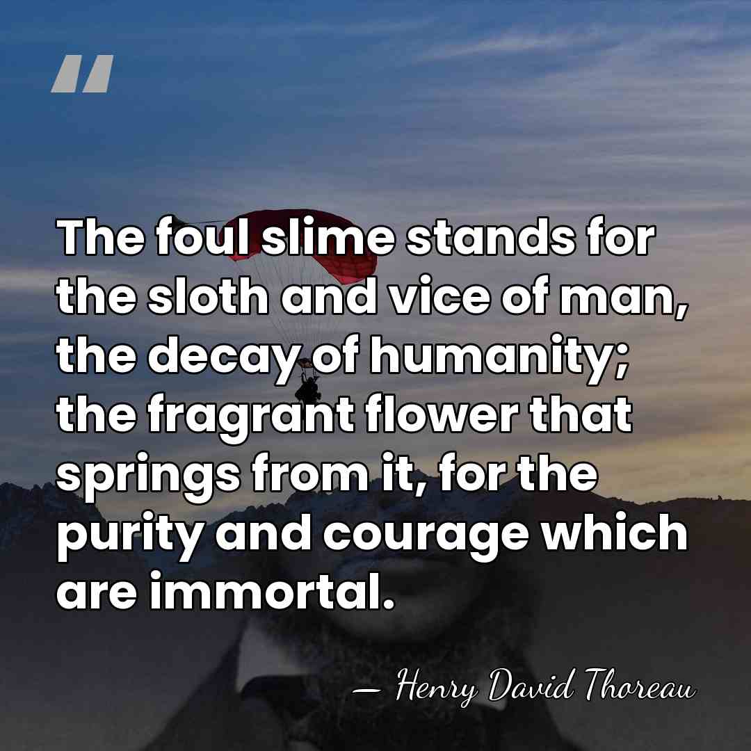The foul slime stands for the sloth and vice of man, the&hellip; - Henry David Thoreau