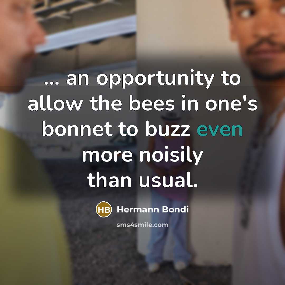 “... an opportunity to allow the bees in one's bonnet…” quote by Hermann Bondi