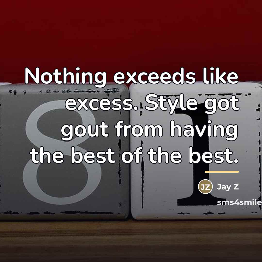 “Nothing exceeds like excess. Style got gout from having the…” quote by Jay Z