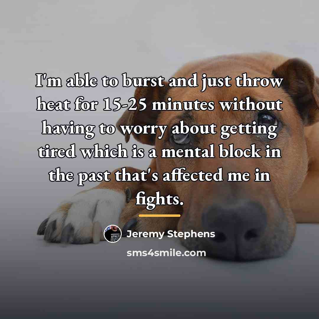 “I'm able to burst and just throw heat for 15-25…” quote by Jeremy Stephens