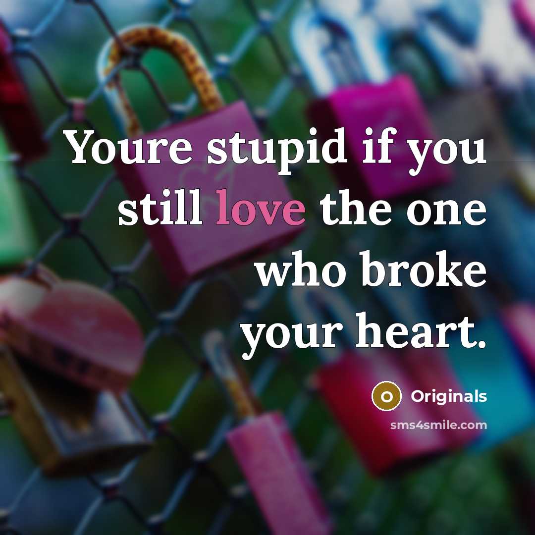 “Youre stupid if you still love the one who broke your heart.” quote by Originals