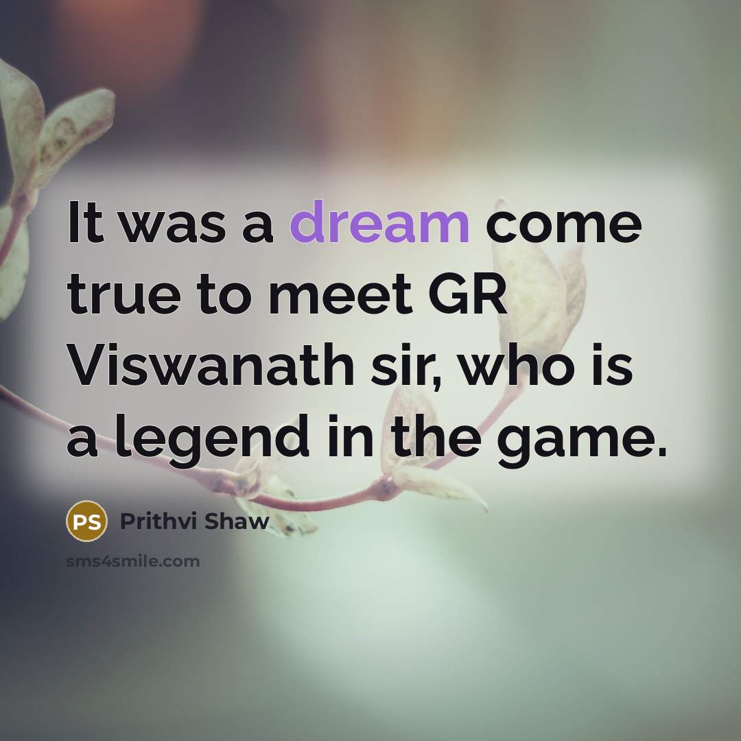 “It was a dream come true to meet GR Viswanath…” quote by Prithvi Shaw