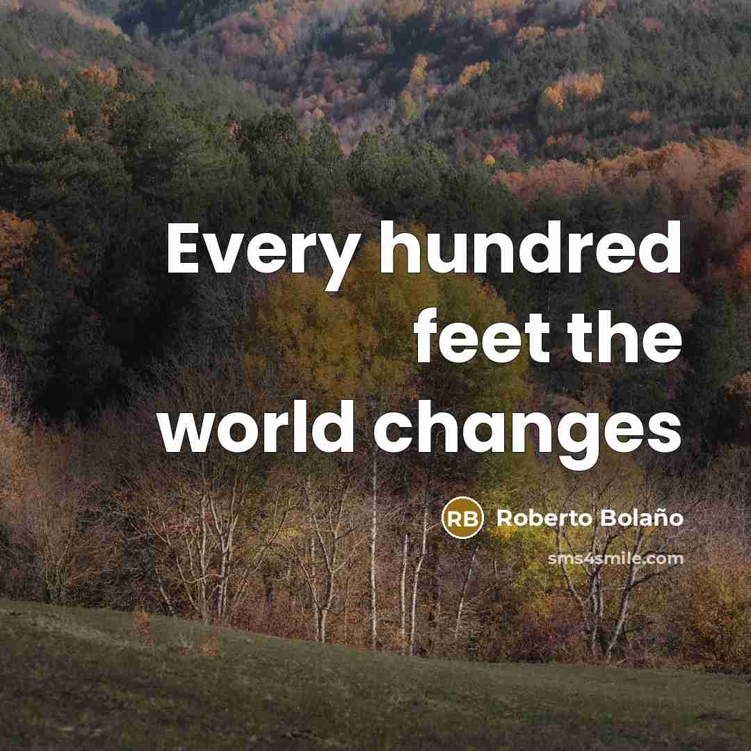 “Every hundred feet the world changes” quote by Roberto Bolano