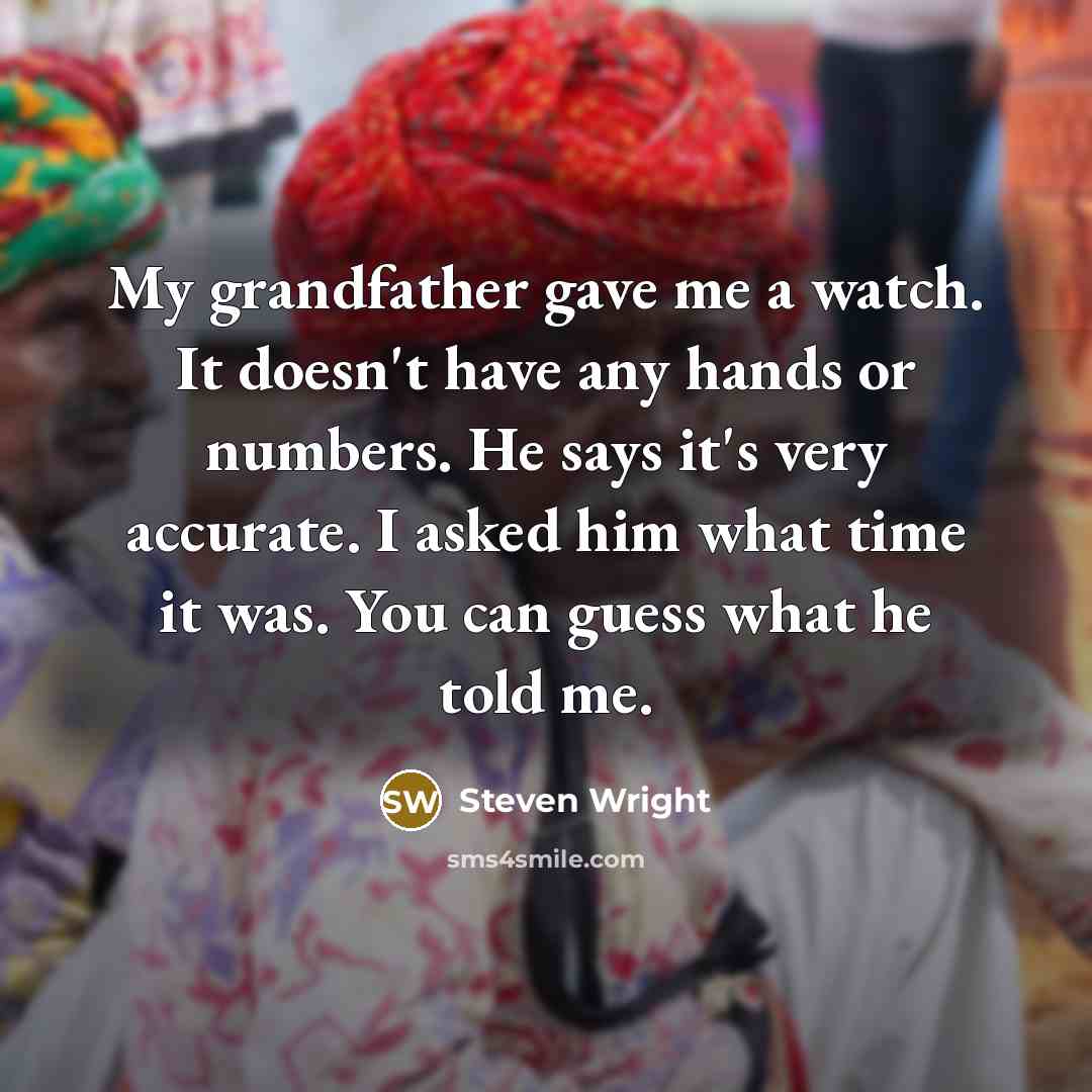 “My grandfather gave me a watch. It doesn't have any…” quote by Steven Wright