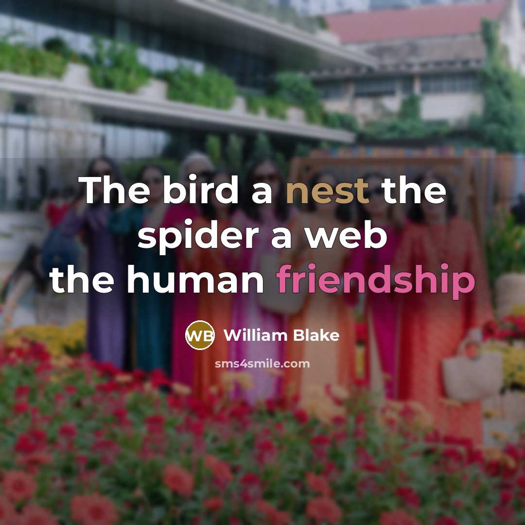 “The bird a nest the spider a web the human friendship” quote by William Blake