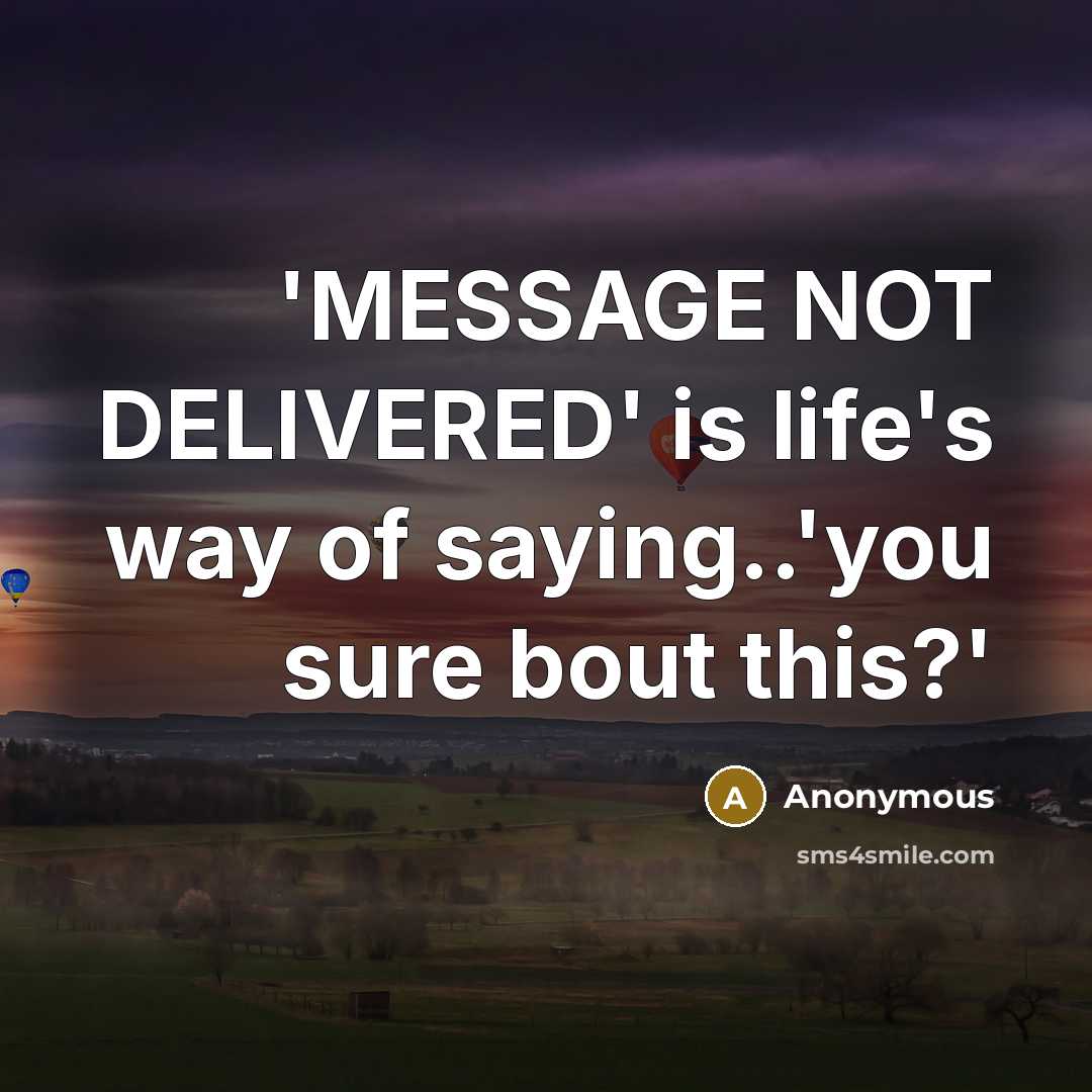 “'MESSAGE NOT DELIVERED' is life's way of saying..'you sure bout…” quote by Anonymous