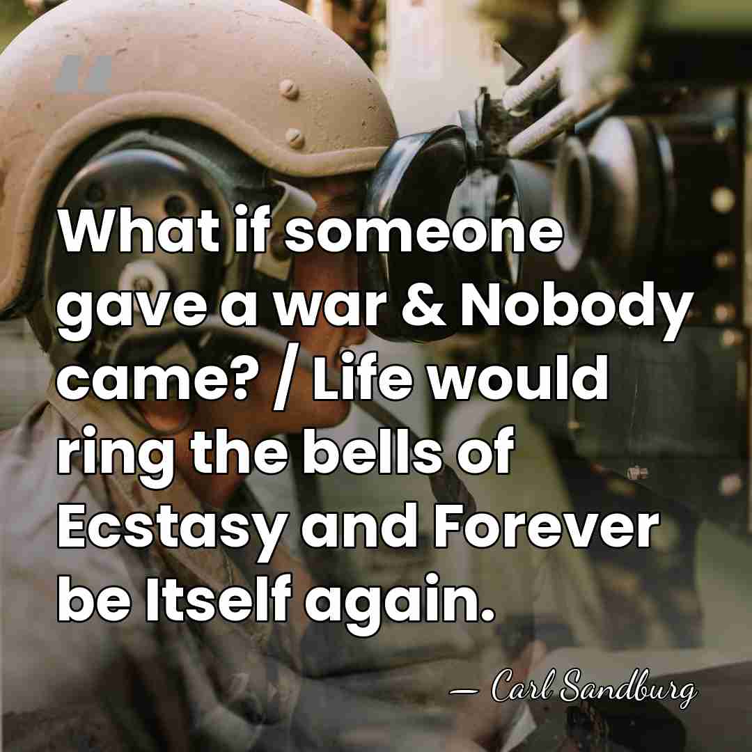 What if someone gave a war & Nobody came? / Life would&hellip; - Carl Sandburg
