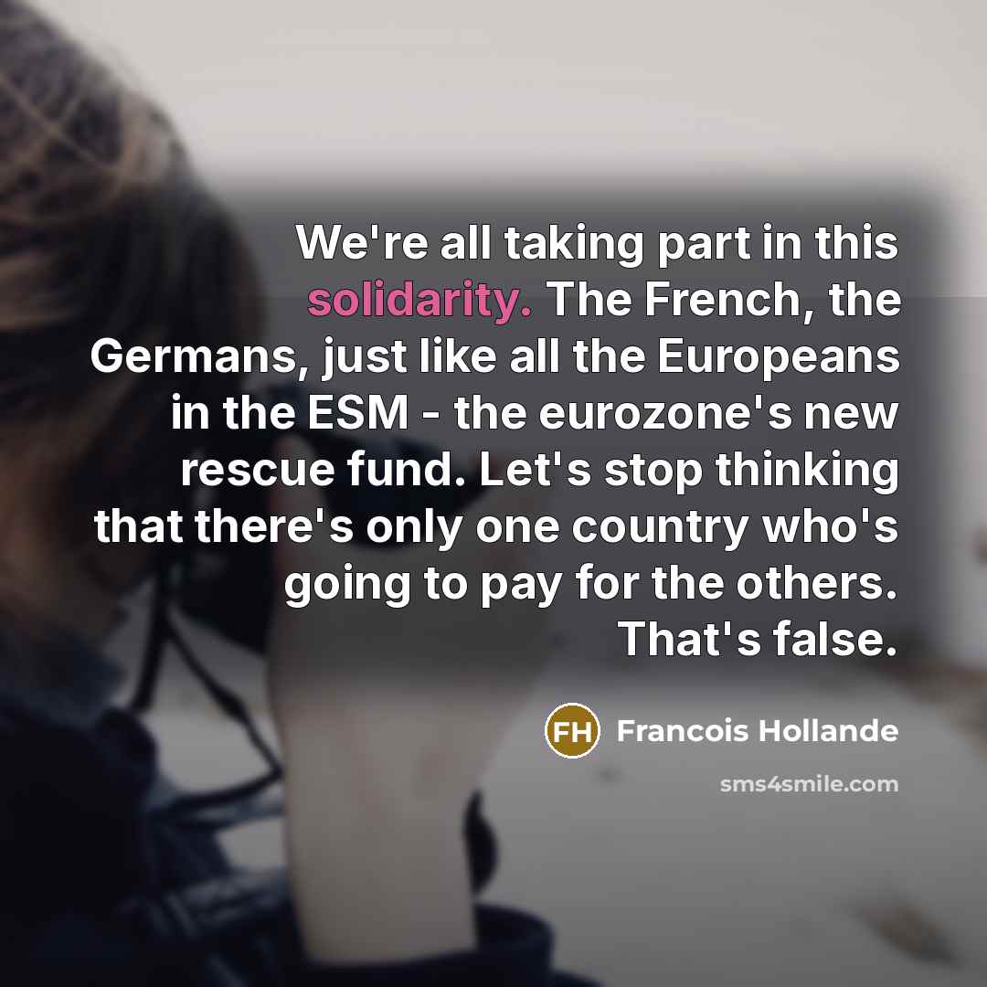 “We're all taking part in this solidarity. The French, the…” quote by Francois Hollande