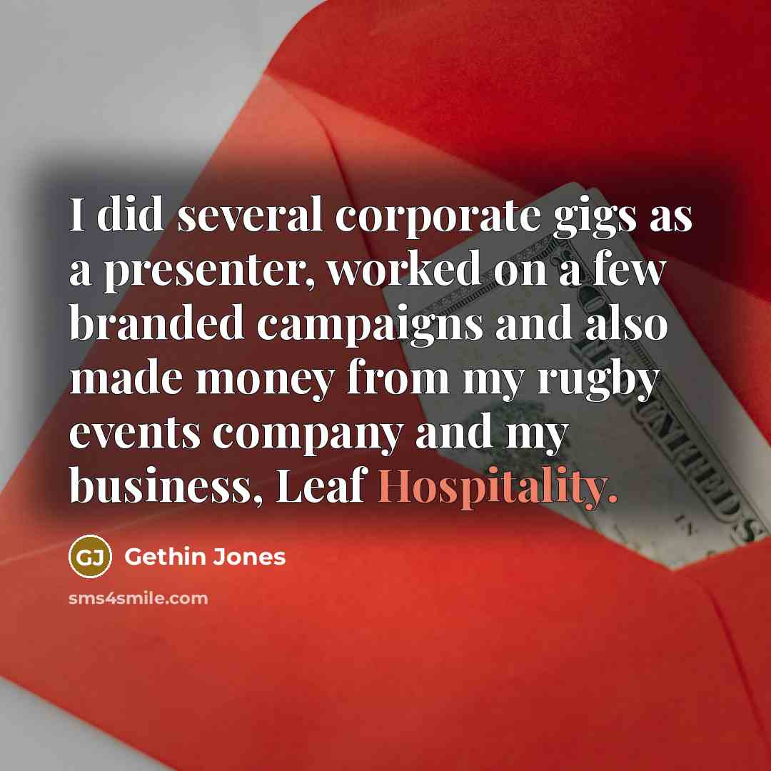 “I did several corporate gigs as a presenter, worked on…” quote by Gethin Jones