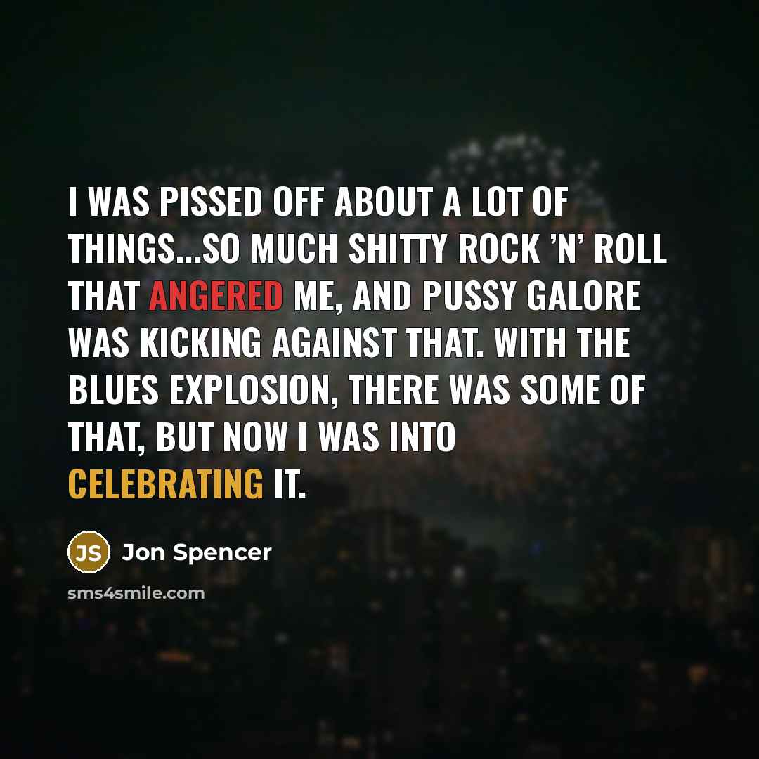 “I was pissed off about a lot of things...so much…” quote by Jon Spencer