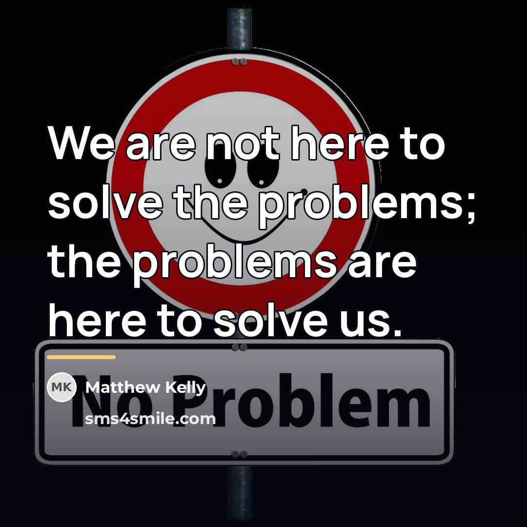 “We are not here to solve the problems; the problems…” quote by Matthew Kelly