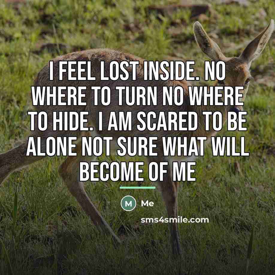 “I feel lost inside. no where to turn no where…” quote by Me