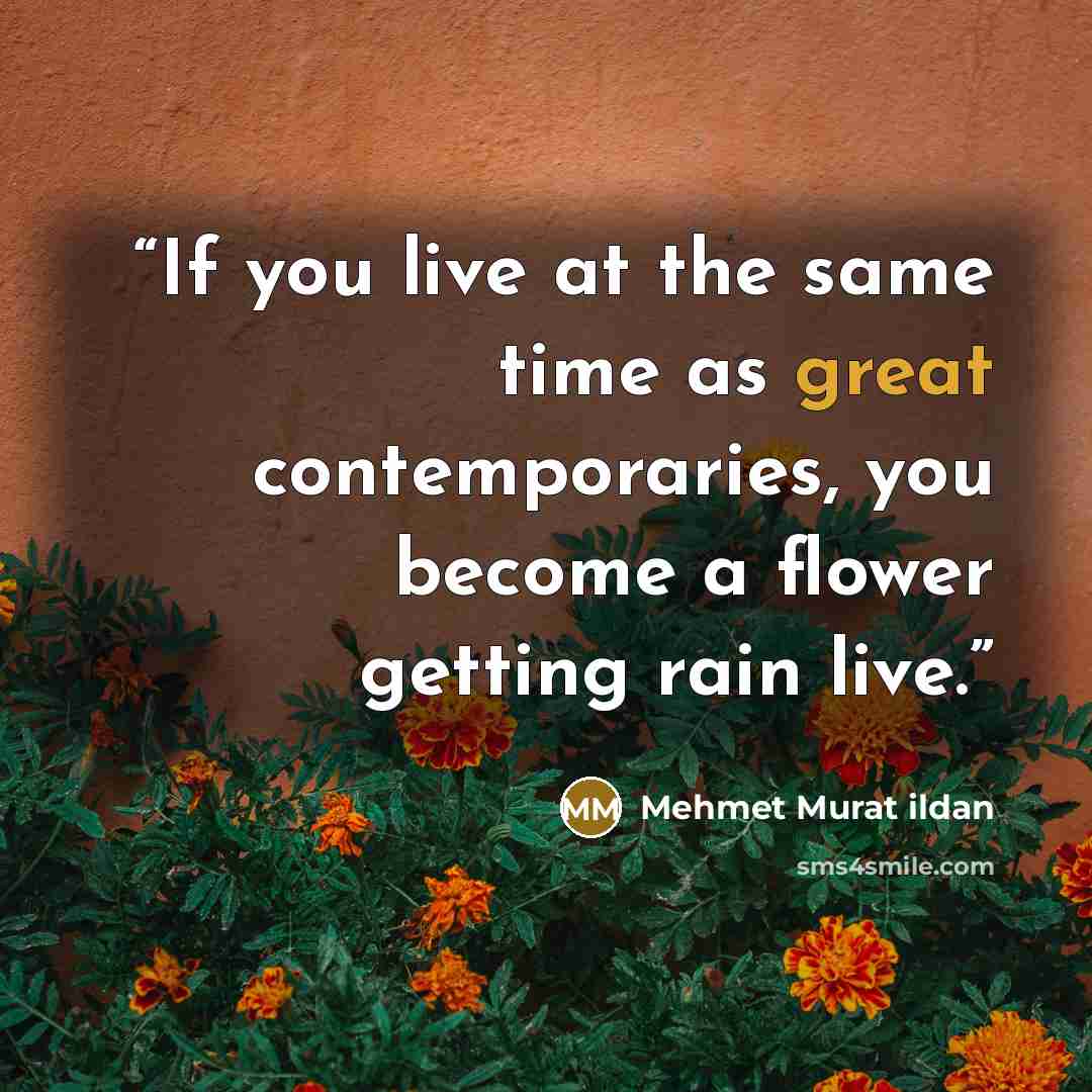 “If you live at the same time as great contemporaries, you become a flower getting rain live.” quote by Mehmet Murat ildan