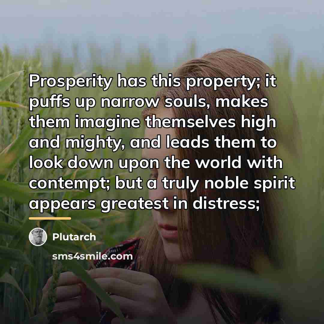 “Prosperity has this property; it puffs up narrow souls, makes…” quote by Plutarch