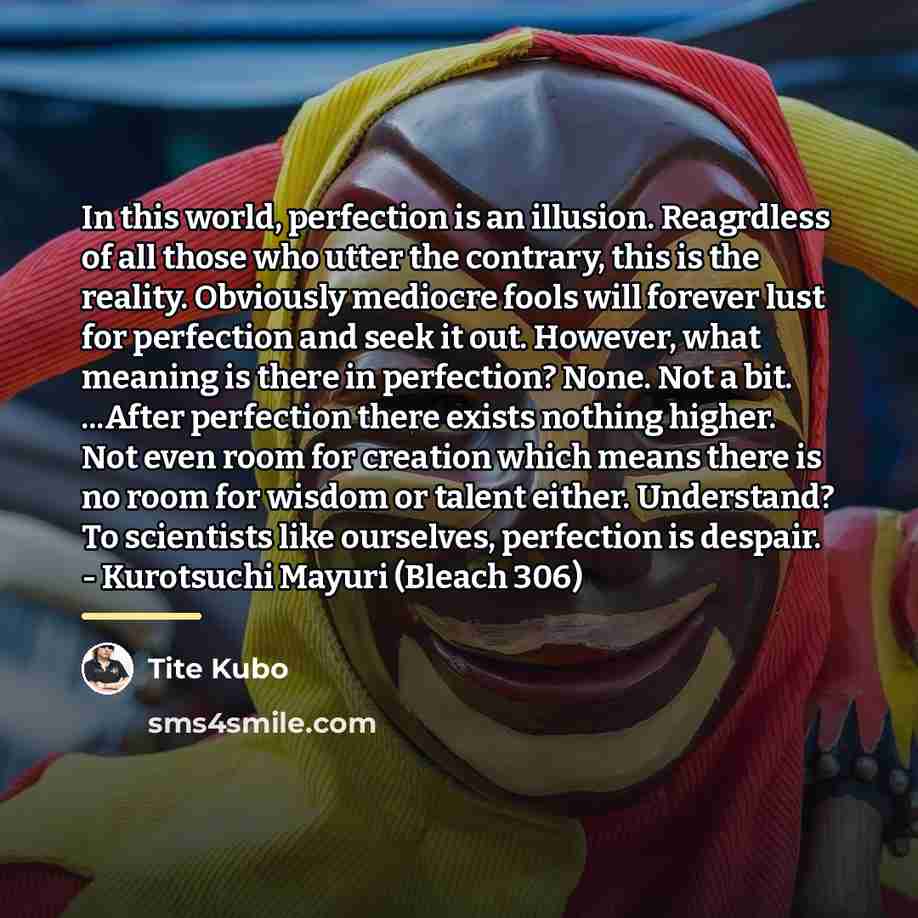 “In this world, perfection is an illusion. Reagrdless of all…” quote by Tite Kubo