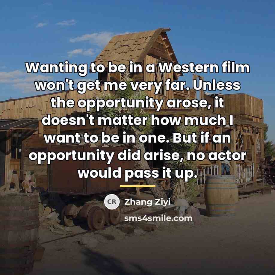 “Wanting to be in a Western film won't get me…” quote by Zhang Ziyi