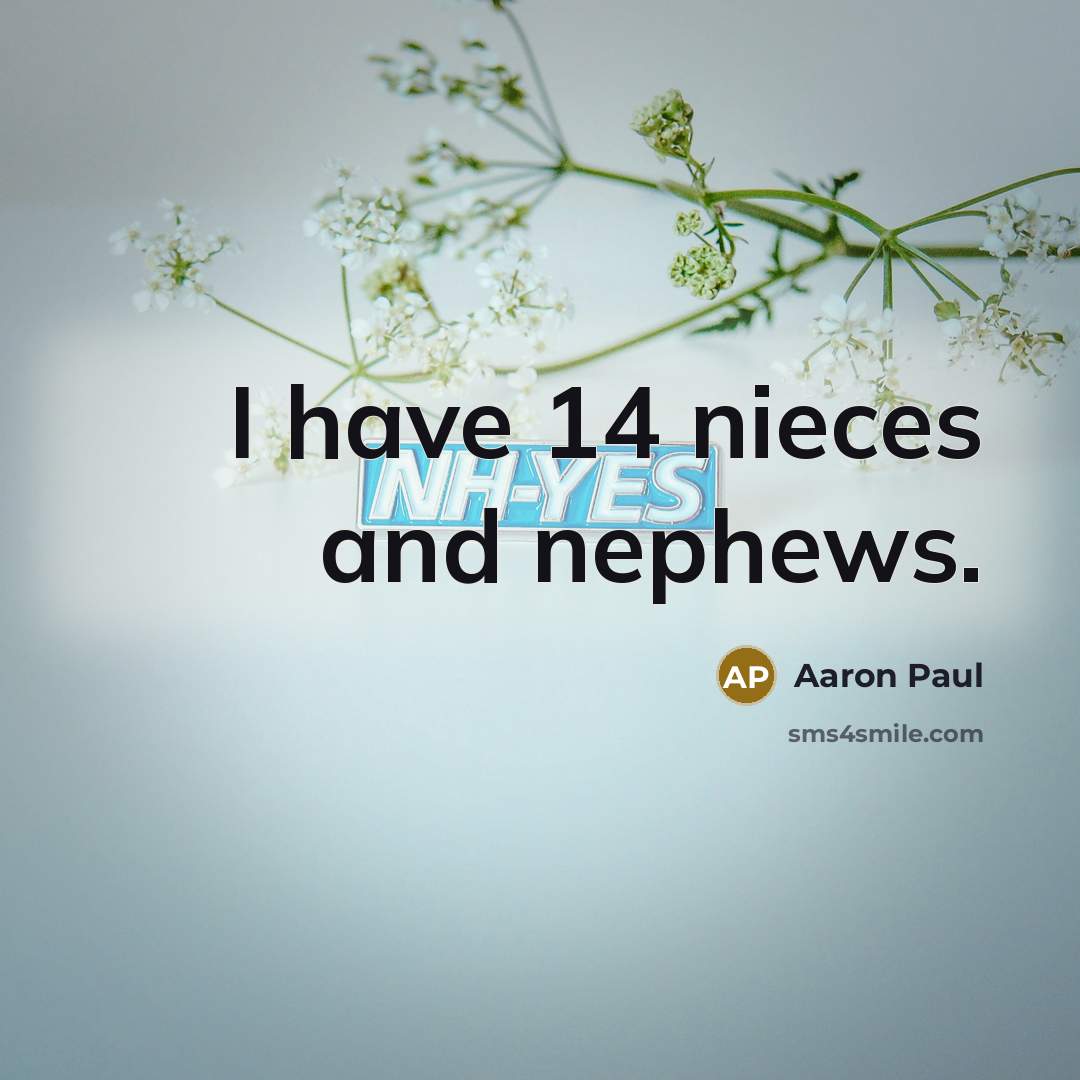 “I have 14 nieces and nephews.” quote by Aaron Paul