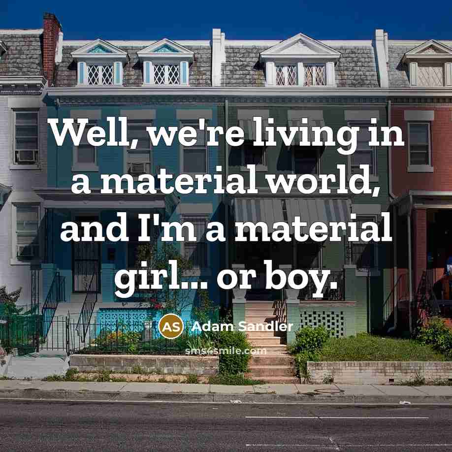 “Well, we're living in a material world, and I'm a…” quote by Adam Sandler