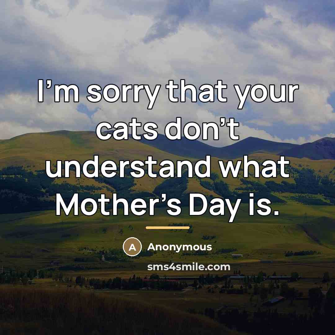 “I'm sorry that your cats don't understand what Mother's Day…” quote by Anonymous
