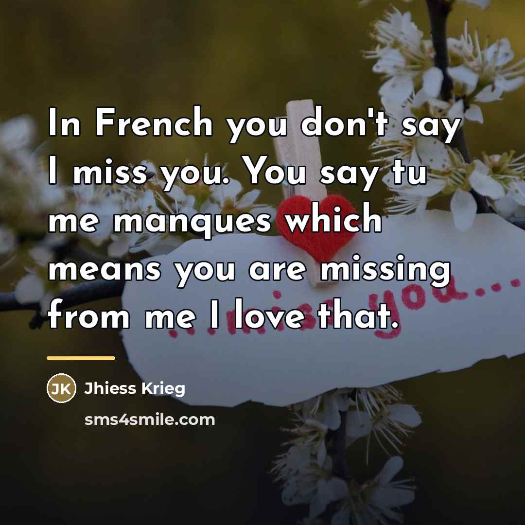 “In French you don't say I miss you. You say…” quote by Jhiess Krieg