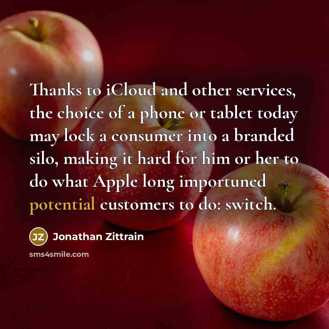 “Thanks to iCloud and other services, the choice of a…” quote by Jonathan Zittrain