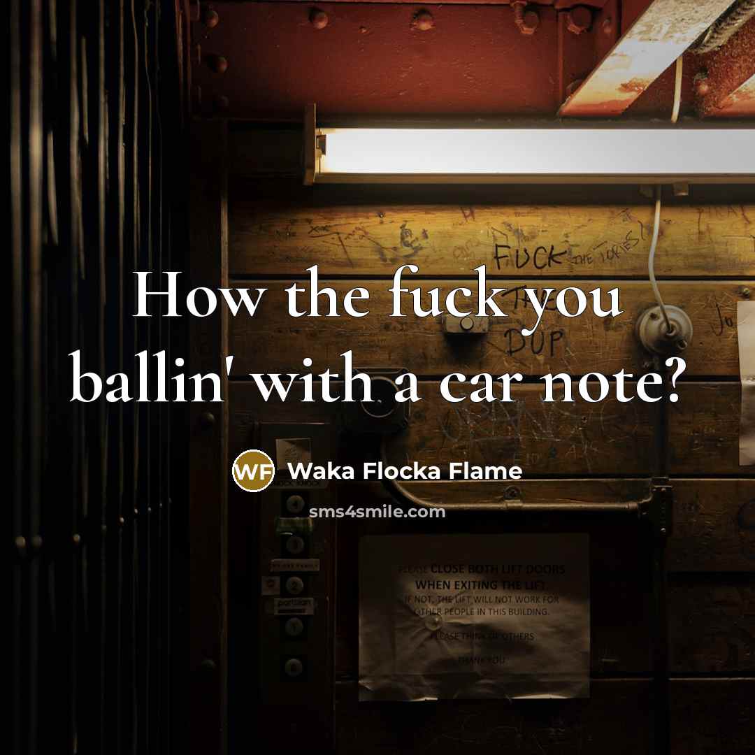 “How the fuck you ballin' with a car note?…” quote by Waka Flocka Flame