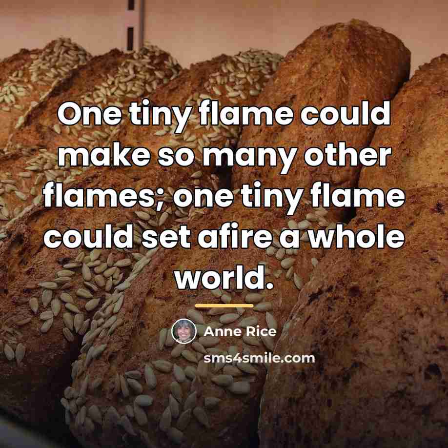 “One tiny flame could make so many other flames; one…” quote by Anne Rice